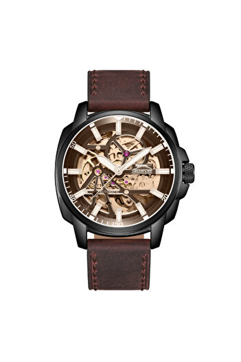 Slazenger SL.9.2409.1.06 Men Automatic  Display Watch & Leather Strap Dark Brown
