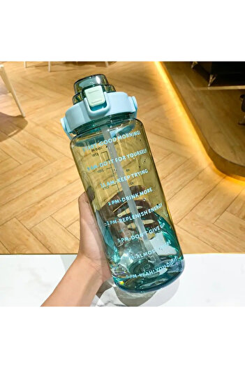 Choice 2.0L green 2L Sports Water Bottle Large Capacity Plastic Water Cup Portable Drink Bottle with Time M
