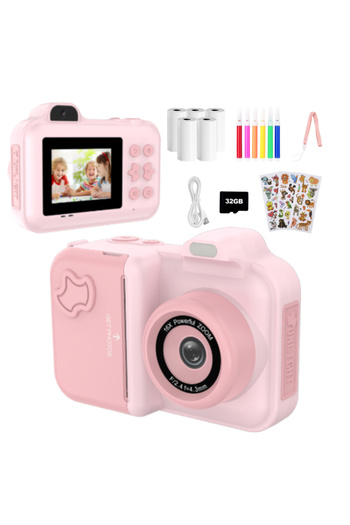 Choice Pink Instant Print Camera For Kids Mini Digital Video Camera Dual Lens Photo Printing Thermal Paper