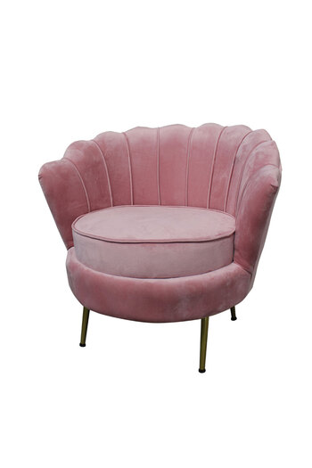 Homelux Velvet Fleur armchair, 80X78X73 cm, pink color, gold metal legs, seat cushion included