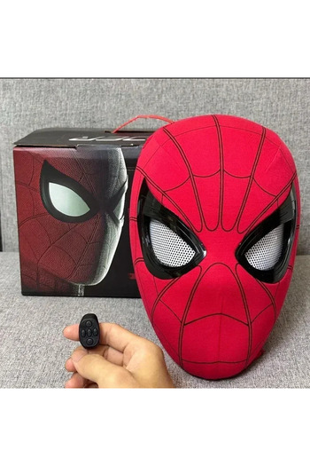 BANDAI Electric version Mascara Spiderman Headgear Mask Cosplay Moving Eyes Electronic Mask Spider Man 1:1