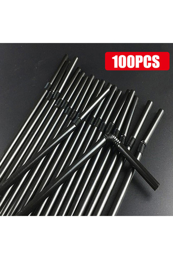Choice Black-100Pcs 50-1000Pcs Colorful & Black Drinking Kunststof Straws Bar Party Wedding Kitchen pajitas