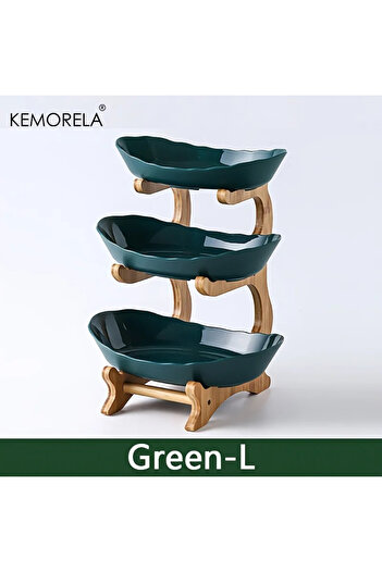 Choice Green L Double/Three layer Modern Wooden Living Room Multi-layer Snack Net Plastic Fruit Plate Woode