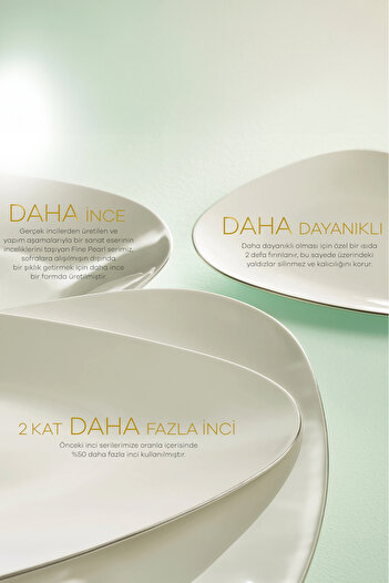 Karaca Fine Pearl Extra Trio Platin 62 Parça 12 Kişilik İnci Yemek Takımı
