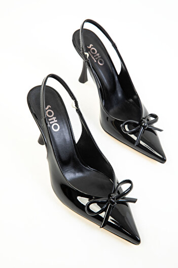 SOHO Black Patent Leather Women's Classic Heeled Shoes 20267