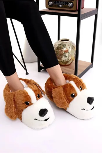 Nisanur Shoes Плюшени чехли Konfor със сладки фигурки на кучета Унисекс чехли с животни