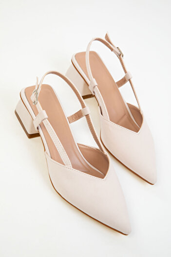 SOHO Beige Matte Satin Women's Classic Heeled Shoes 20274