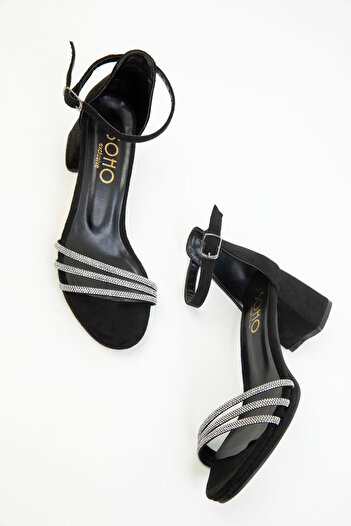 SOHO Black Suede Women's Classic Heeled Shoes 20258