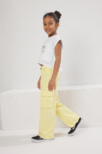 TRENDYOLKIDS Yellow Straight Denim Trousers Tkdss25Pl00004