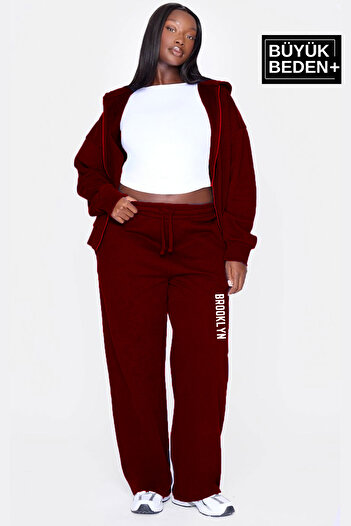 Superlife Women's Plus Size Brooklyn Printed Slim Sweatpants Spr25Beak54