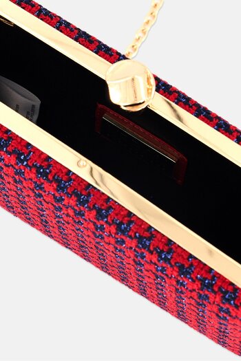 Urban Expressions Women Houndstooth Clutch Bag 12 H x 20 L x 3 W cm, Red Combo