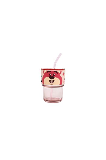 Midi Disney Strawberry Bear Children's Fun Bamboo Glass Cup 400ml
