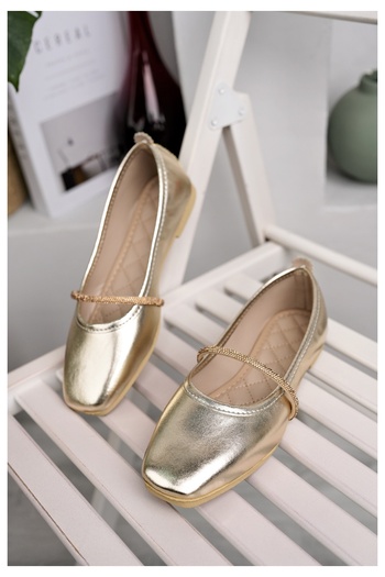 Modafırsat Women's Babet Gold Stone Stylish Home Business Office Casual Shoes