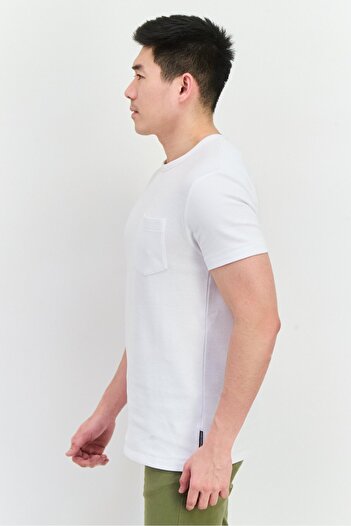French Connection Men Crew Neck Short Sleeves Textured T-Shirt, White