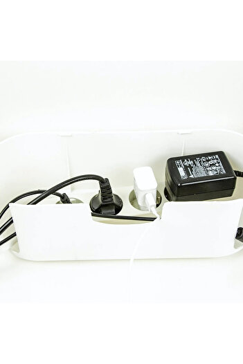 EVLE White Cable Organizer - Hide & Organizer Box, Multiple Socket Box
