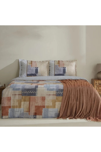 Karaca Home Simon 100% Baumwolle Doppelbett Bettwäsche und Decken Set