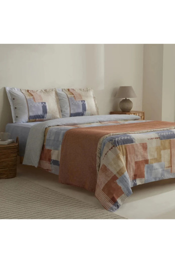 Karaca Home Simon 100% Baumwolle Doppelbett Bettwäsche und Decken Set
