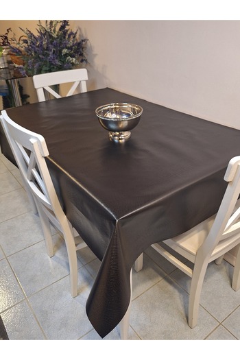Başak Ev Tekstili Fiber Pvc Oilcloth - Patterned Erasable Tablecloth (Black)