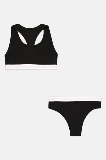 French Connection Women 2 Pcs Brand Logo Non-Padded Brallette And Briefs, Black