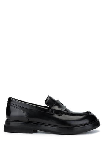 Tamer Tanca Men's Genuine Leather Black Opening Loafer Shoes