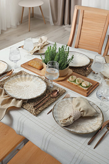 Keramika Vintage Sirius Serving Plate - 27 Cm, 6 Pieces, Cream Color, 22146