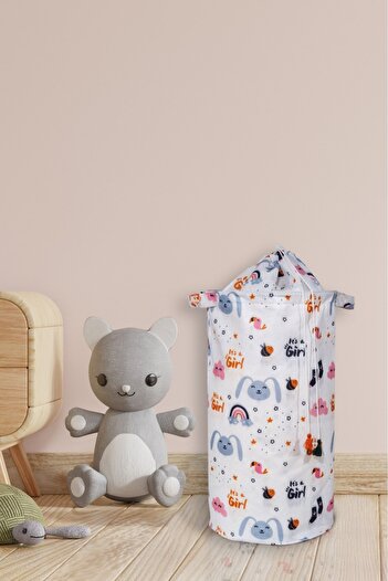 MorBebe Bebek Yuvarlak Torbalı Oyuncak Ve Kirli Sepet Oda Aksesuar 46x32
