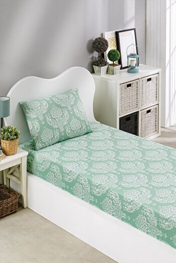 Eponj Home Single Post Aquagreen Pes Elastic Sheet Set