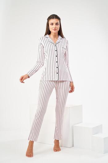 Pjs Pijama Pjs 22447 Γυναικείο κοστούμι πιτζάμα με ριγέ κουμπιά