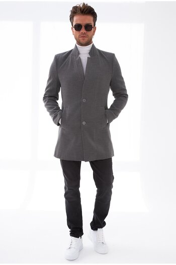 Delpino Men's Slim Fit Long Cuff Coat