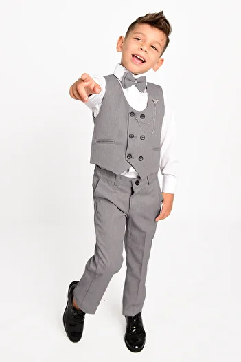 Babito Baby Boy's Suit 6-Button Vest Bow Tie Chain Suit