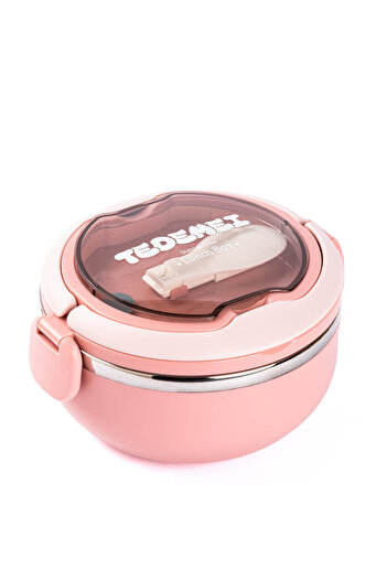 Tantitoni Tedemei Pink Stainless Steel Food Carriage Container with Spoon 700ml
