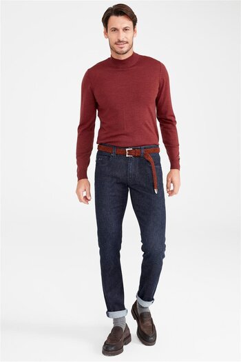 TRAMAROSSA Lacivert Yün Pamuk Denim Pantolon
