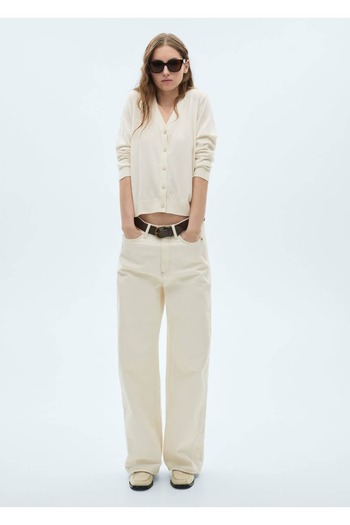MANGO Woman Mulberry Silk Blend Rib Cardigan