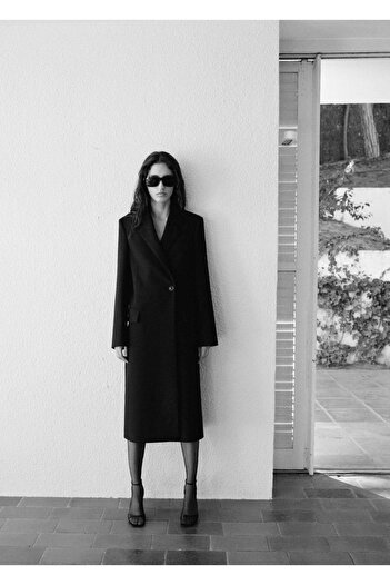MANGO Woman Long Woolen Coat with Moulds