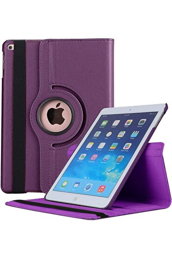 AWH 360 Rotate Synthetic Leather Flip Cover Case for iPad 9.7 2017/2018 5th/6th Gen (Black/Purple).