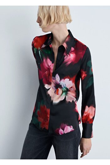 MANGO Woman Patterned satin shirt