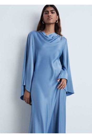 MANGO Woman Μακρύ σατέν φόρεμα