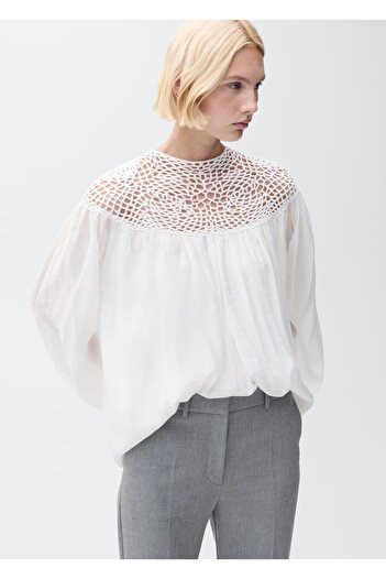 MANGO Woman Bluza cu piese din dantela