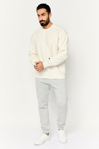 Champion Men Sportswear Fit Long Sleeves Running Sweatshirt, Off White