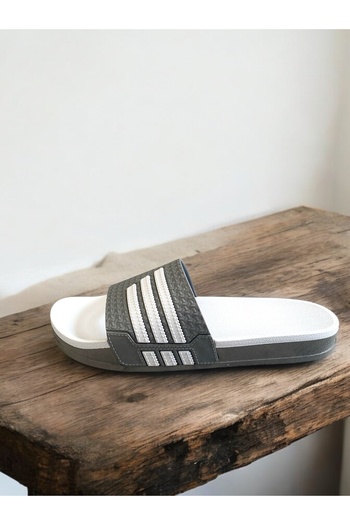 wonent Non-Slip Beach Casual Sports White Striped Men's Slippers