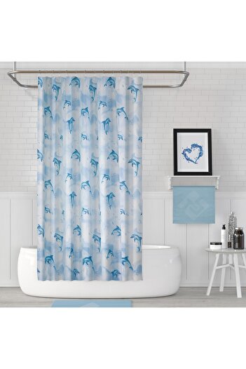 Zethome Banyo Perdesi 1x110x200 Tek Kanat Duş Perdesi Halka Hediyeli Ve Çamaşır Makina Örtüsü 7085