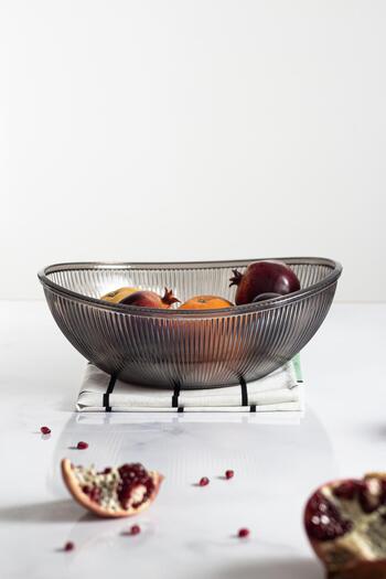 EWs 3.3 Lt Smoked Acrylic Baroque Large Oval Fruit and Salad Bowl - Mixing Bowl (NOT GLASS)