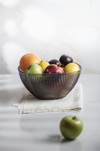EWs 3.3 Lt Acrylic Baroque Smoked Large Square Fruit and Salad Bowl - Mixing Bowl