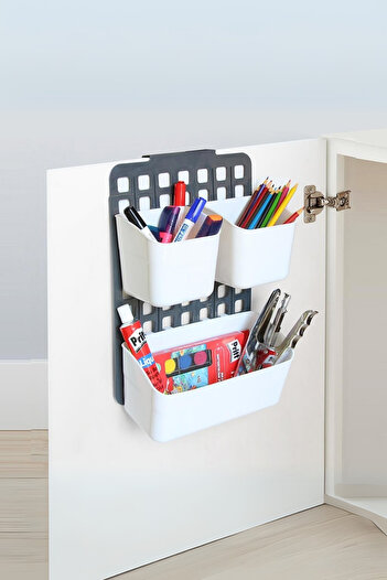 EVLE Adjustable Height Cabinet Door Organizer 1 Wide 2 Narrow