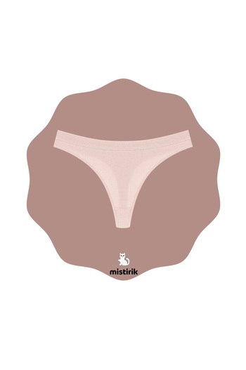 MİSTİRİK Paulo Model Ribbed and Stretchy Soft Fabric String Panties Light Pink Color