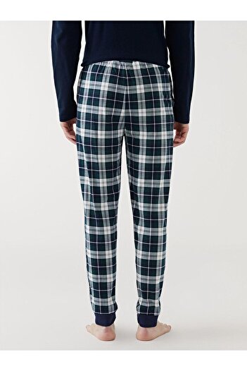 LC Waikiki Lacivert Standart Kalıp Ekose Erkek Pijama Alt