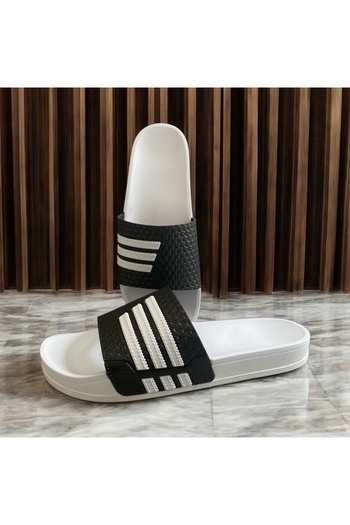 wonent Non-Slip Beach Casual Sports White Striped Men's Slippers