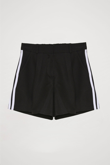 Quzu Black Shorts - Pockets and Stripe Stripe