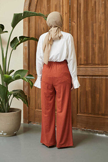 Neways 1105-Ancelina Lastikli Pantolon Taba