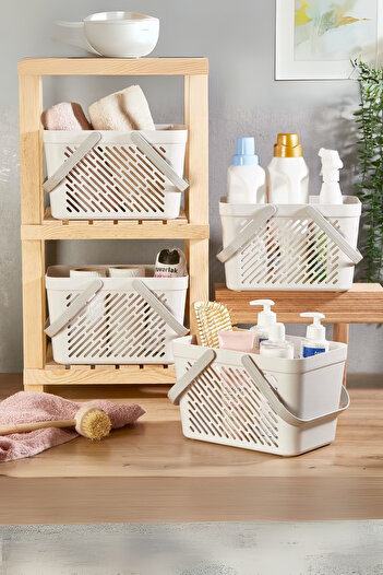 EVLE Multi-Purpose Basket with Double Handles, In-Cabinet Organizer Basket